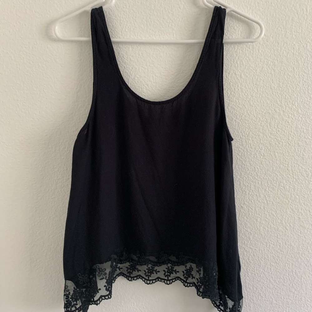 Black tank top with lace trim